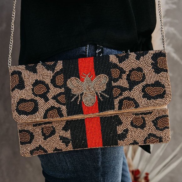 Vici Handbags - LAST ONE - BEST BEEHIVE-IOR HANDMADE BEADED CROSSBODY CLUTCH